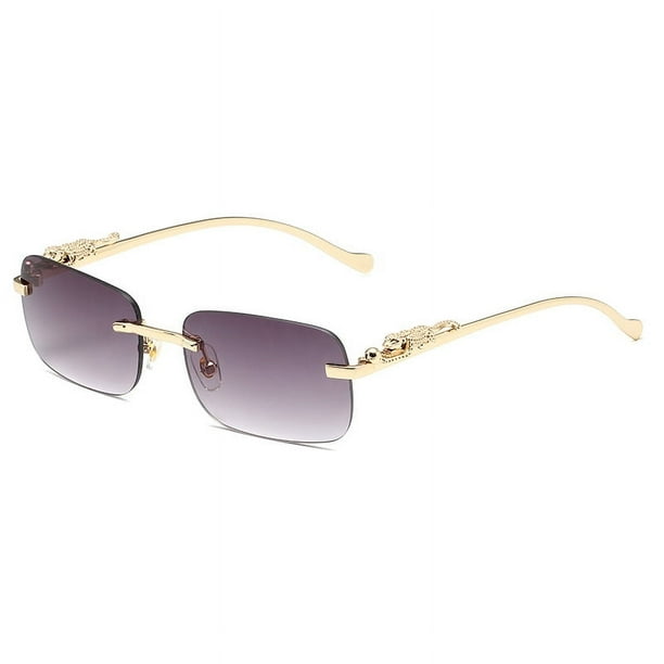 Gafas de sol cuadradas decorativas sin marco de color para hombres y mujeres, gafas de sol retro de metal