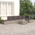 thumbnail image 1 of vidaXL 6 Piece Garden Lounge Set with Cushions Grey Poly Rattan, 1 of 5