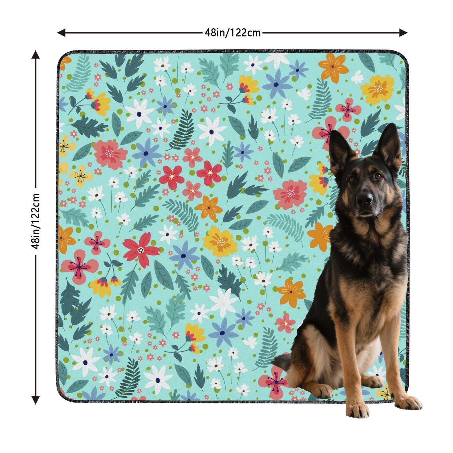 2-Pack Floral Washable Pet Training Mats, Extra Large 48x48 Inch Reusable Puppy Pads, Non-Slip Housebreaking Solution for Big Dog Crate and Floor Use