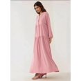 thumbnail image 5 of Textured V-Neck Maxi Dress with Button Detail, 5 of 6