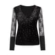 thumbnail image 4 of ICHUANYI Liquidación Mujeres Sólido Cuello En V Manga Larga Encaje Camiseta Polluver Blusa Tops ICHUANYI WER2023082204183, 4 of 7