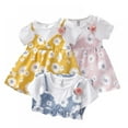 thumbnail image 1 of 6M-4T Baby Girls Short Sleeve Fake 2 Piece Dress Kids Toddler Floral Pattern Princess Sundress, 1 of 4