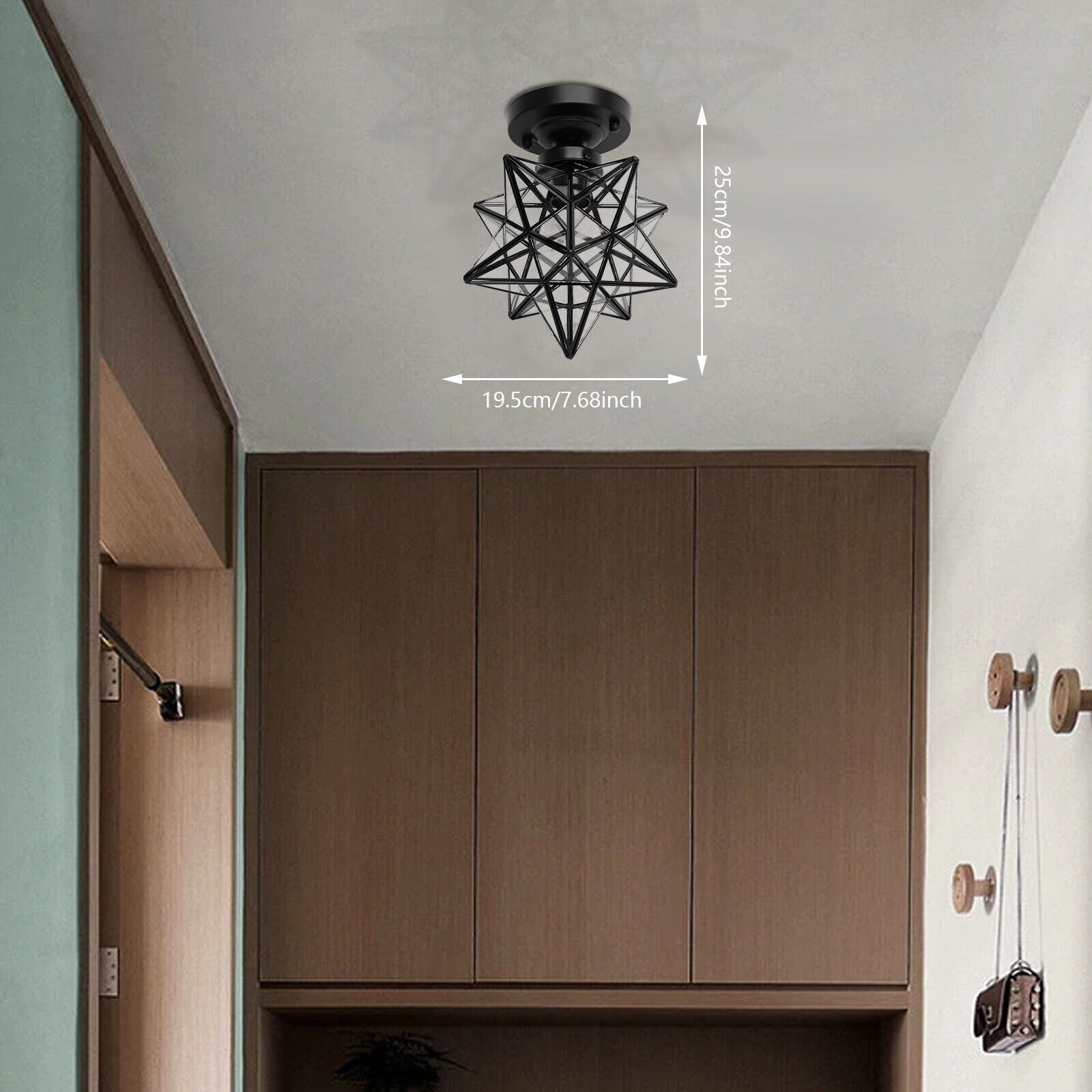 Moravian Star Ceiling Light Glass Shade Corridors Porch