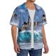 thumbnail image 2 of Fotbe Lighthouse in Havana Camisa Estampada de Manga Corta para Hombre, Casual de Verano, Estilo Playero, Sin Arrugas-X-Large, 2 of 5