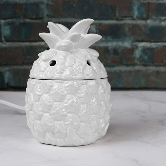 Electric Scented Wax Warmer, Ceramic Candle Warmer Melter Burner -Pineapple Pattern, White