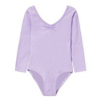 GYRATEDREAM Toddler Baby Girls Ballet Leotards Long Sleeve Soft Dance Leotard Kids V Neck Gymnastic Outfit Glitter Performance Clothes Lilac for 2-14 Years