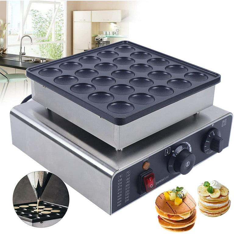 VEVOR 110V Mini Dutch Pancake Baker 50PCS 1700W Commercial Electric  Nonstick Waffle Maker Machine 1.8 Inches for Home and Restaurants