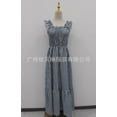 thumbnail image 3 of Women's Retro Pleated Suspender Ruffled Maxi Dress, 3 of 9