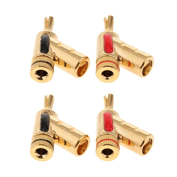 4pcs/Set 4mm Pure Plated Banana , Speaker Wire Cable Self-Lock Audio Connectors AMP Screw Lock Type Terminal ( black )