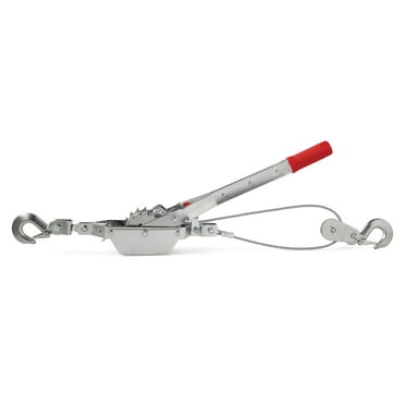 Hyper Tough 2 Ton Steel Dual Gear Power Puller, 4000 lbs. Load Capacity, Hand Winch Cable, Recovery Gear