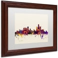 thumbnail image 2 of Trademark Fine Art "Detroit Michigan Skyline" Canvas Art by Michael Tompsett, White Matte, Wood Frame, 2 of 4