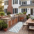 thumbnail image 3 of SAFAVIEH Courtyard Floella Geometric Indoor/Outdoor Runner Rug, Grey/Teal, 2'3" x 12', 3 of 13
