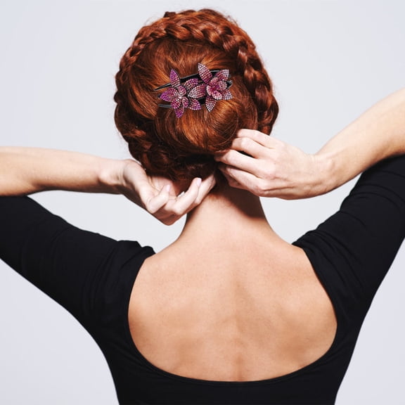 MEIBUTYUP Rhinestone Back Hair Clip Duckbill Style Rosy Hair Holder for Secure Grip and Stylish Look