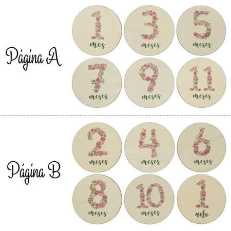 

6 Pcs Newborn Monthly Recording Commemorative Cards Handmade Baby Milestone Cards Floral Printed Month Wooden Cards