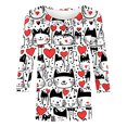 thumbnail image 3 of Women's Valentine's Day Shirts Loose 3/4 Sleeve Heart Print T-Shirt Loose Blouses Crew Neck Three-quarter Sleeve Pullover Top, 3 of 5