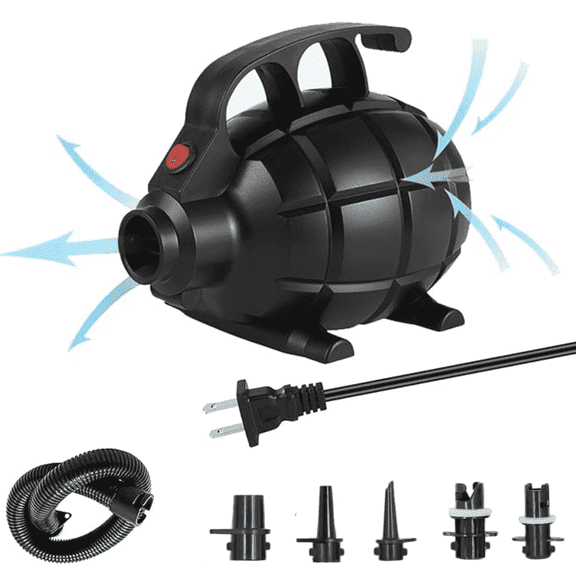 SPACEMUSE AC Electric Air Pump Portable, 600W Quick-Fill Air Pump Air Flow, 2.1PSI with Hose 5 Nozzles, 120V AC Inflator&Deflator Pump for Air Mattress, Inflatable Cushion Boat, Swimming Ring