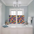 thumbnail image 3 of 2 Panels Kitchen Tier Curtains 39 Inch Length, Colorful Geometric Grommets Window Treatment Curtain, Modern Multicolor Abstract Motifs Thermal Curtains Drapes for Living Room/Bathroom, 3 of 9