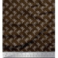 thumbnail image 1 of Soimoi Brown Poly Georgette Fabric Dots & Palm Tree Printed Fabric 1 Yard 42 Inch Wide, 1 of 3
