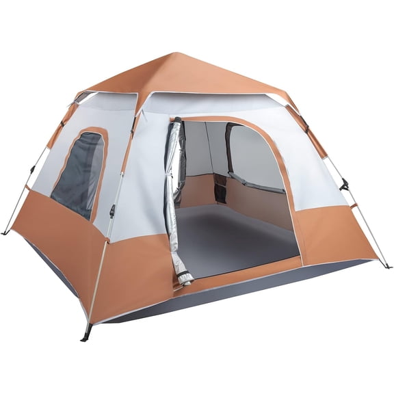LiteHaven 4 Person Instant Camping Tent - Easy Setup Waterproof Family Tent for Camping with Rainfly - Portable Double Layer Large Cabin Tent