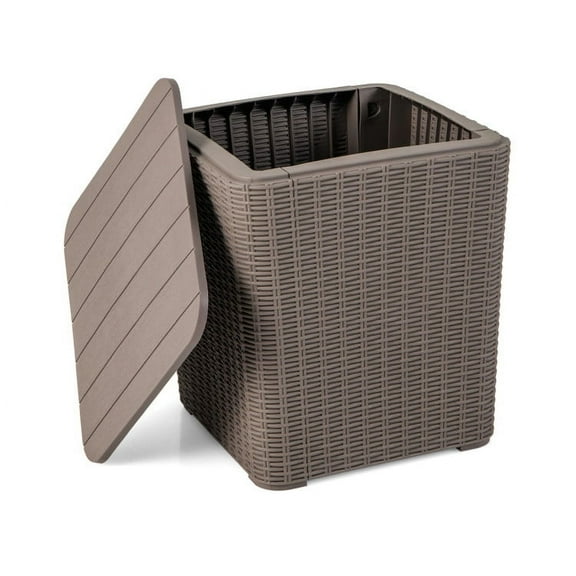 Canddidliike Outdoor Coffee Table with Extra Storage, Side Table Bench for Patio Decor - Dark Brown