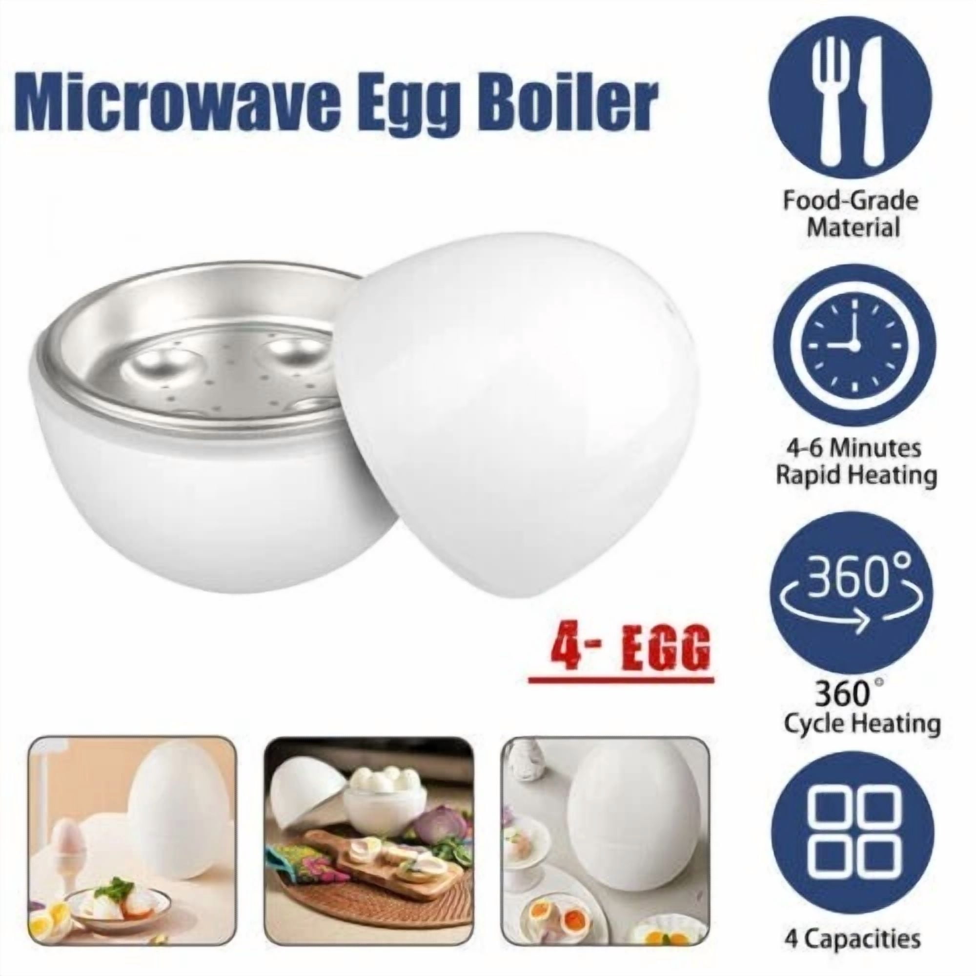 CIRCLE- Microwave Egg Boiler Hard Or Soft Boiled Eggs Bpa Free Cook Up To 4 Eggs Healthy