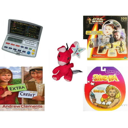 Children's Gift Bundle [5 Piece] -  Electronic New York Times Trivia Quiz  - Star Wars Episode I R2-D2 Shaped   - Neopets Red Blumaroo   4