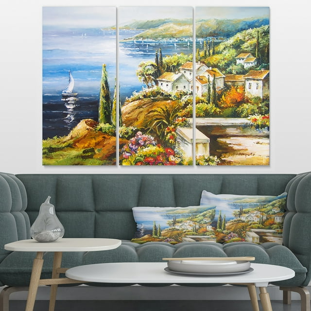 Vue à Distance de Bateau à Voile - Impression sur Toile Paysage Marin
