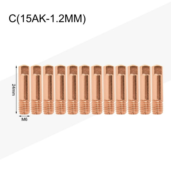 10-Pack Premium Copper 15AK MIG Welding Contact Tips 0.8/1.0/1.2mm M6x24mm Nozzles Welding Nozzle Set Torch Accessories