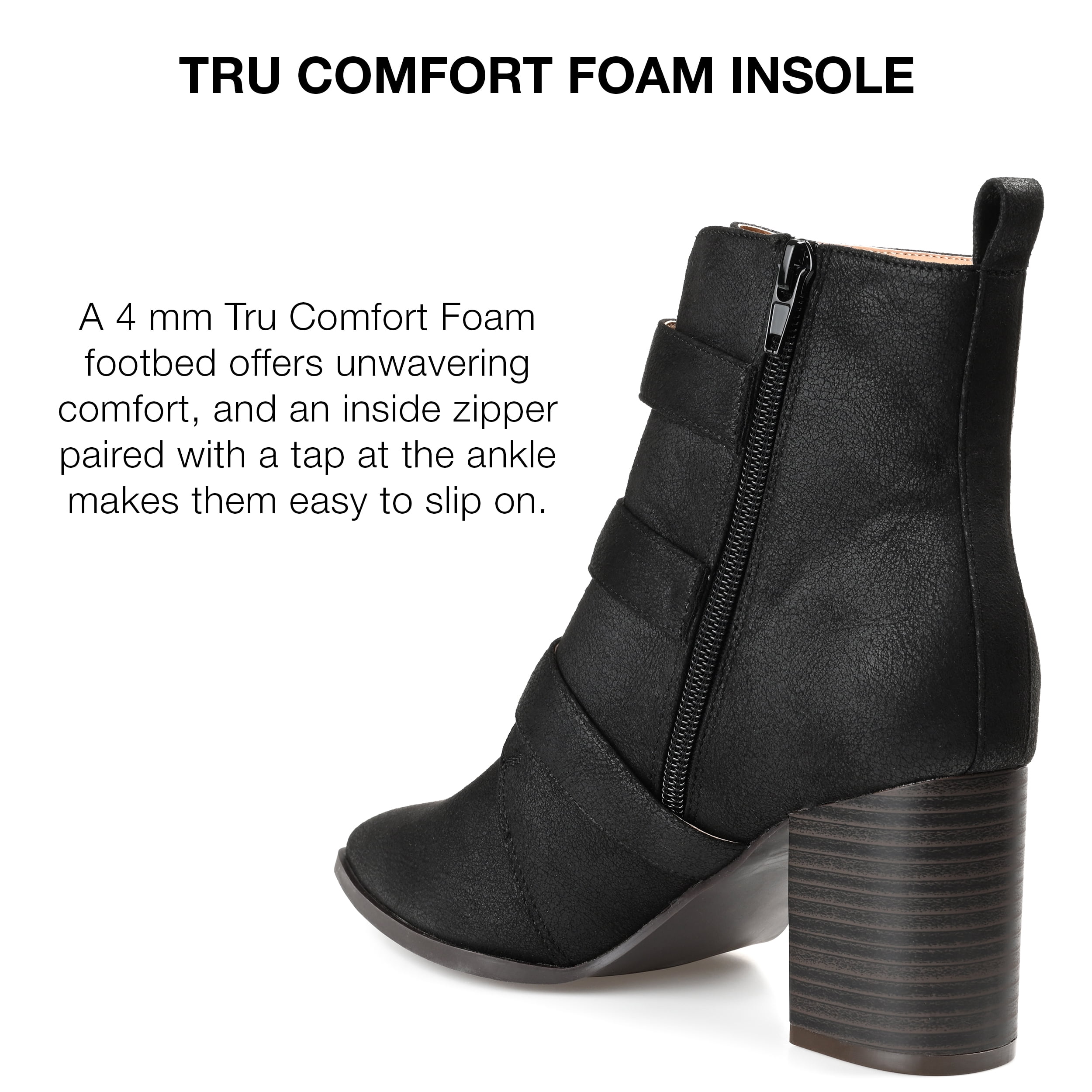 Journee Collection Womens Winsley Tru Comfort Foam Inside Zip Stacked Heel Booties