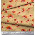 thumbnail image 3 of Soimoi Orange Modal Satin Fabric Text & Poppy Floral Print Fabric by Yard 42 Inch Wide, 3 of 3