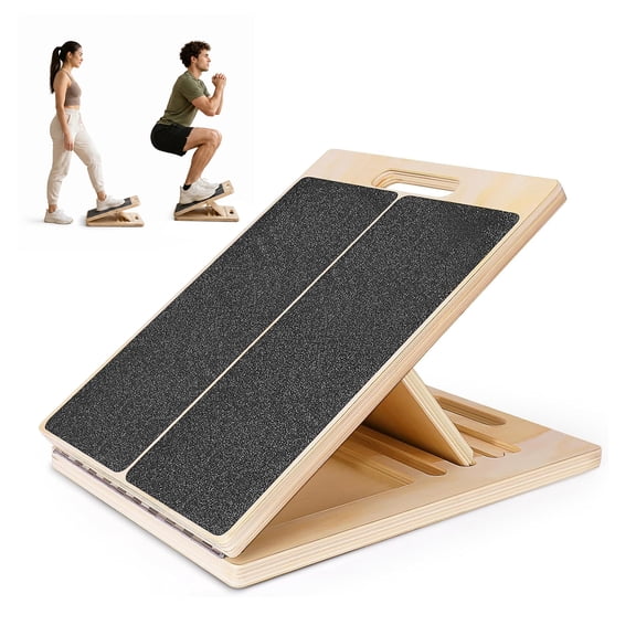 Adjustable Slant Board for Calf Stretching – Wooden Portable Foldable Incline Board, 5 Levels for Ankle & Achilles