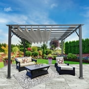 Paragon Outdoor 11' x 16' Florence Aluminum Pergola in Gray with Adjustable Silver Canopy