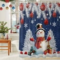 thumbnail image 6 of Shower Curtain 36"W x 72"L Snowman Silver Christmas Tree Christmas Balls Snowflake Navy Blue Fabric Shower Curtains Set with Hooks Waterproof Bathroom Curtains Machine Washable Bathroom Accessories, 6 of 9