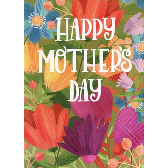 RSVP White Lettering Over Bold Bright Florals Mother's Day Card for Mom