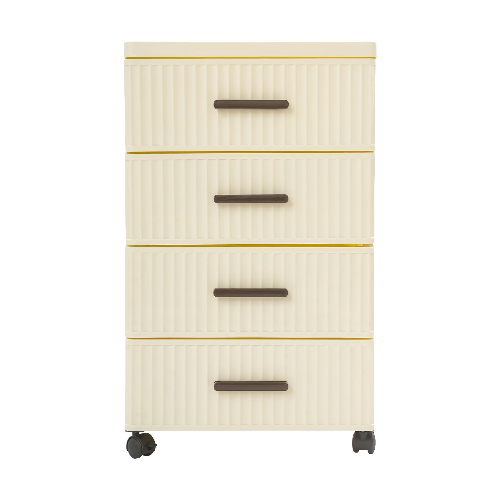 Creamy Yellow 4 Tier Plastic Drawer Storage Organizer, Storage Cabinet with 4 Universal Wheels, 4-Drawers Cabinet for Dresser Closet Bathroom Dorm Bedroom Laundry Room