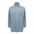 thumbnail image 4 of DuoJiaJ Womens Turtleneck Oversized Sweater Batwing Pullover Sweater Casual Fall Loose Knit Jumper Top Blue L, 4 of 5