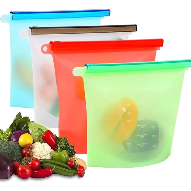Sac d'Épicerie Réutilisable en Silicone Sac de Congélation Réutilisable Joint Étanche Fruit Légume