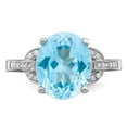 thumbnail image 4 of 925 Sterling Silver Light Swiss Blue Topaz and Diamond Ring Size 8 2mm Wide Ring for Women, 4 of 6