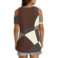 thumbnail image 4 of Soki Womens Tops Color Blocked Printed Short Sleeved V-Neck Off Shoulder Fashionable Summer Clothes, 4 of 6
