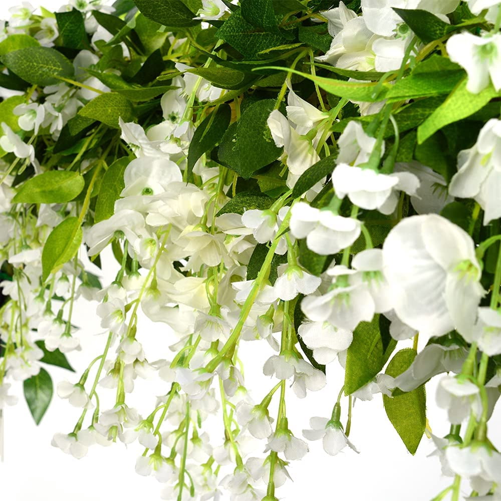 Wisteria Garland Artificial Flowers Wisteria Vine - 5Pcs Total 33ft Fake Wisteria Hanging Flower