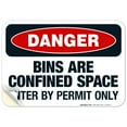 thumbnail image 1 of Danger Bins Are Confined Space Enter By Permit Only Sign, OSHA Danger Sign, 10x7 Vinyl Sticker, 1 of 1