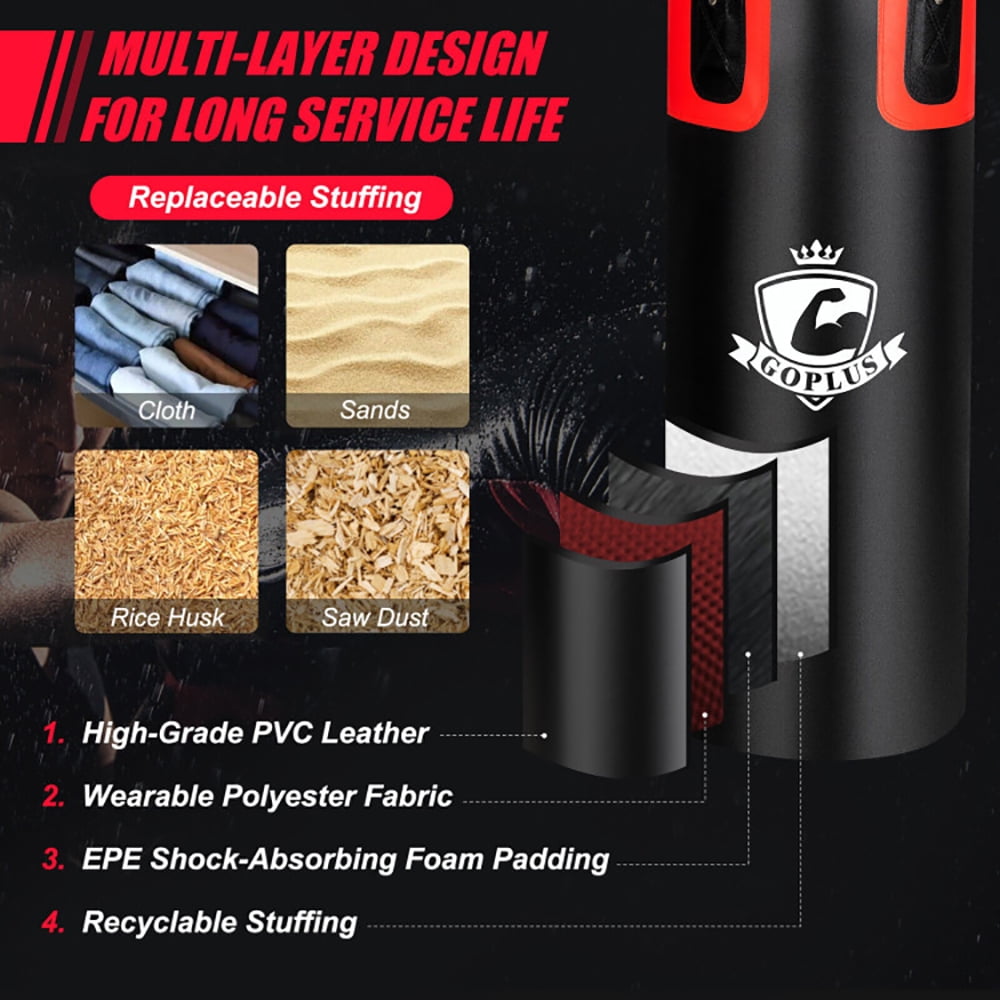 Yardi Yard Filled Punching Bag Set for Adults- 56 lbs, Punching Bag for Adults, Heavy Boxing Bag Set