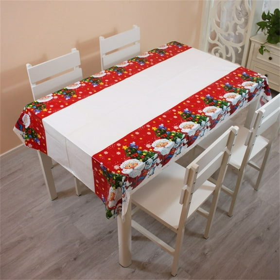 Christmas Tablecloth, Disposable Plastic Tablecloth Christmas Party Supplies, Christmas Table Cloth Plastic Table Cover, Christmas Decorations Party for Indoor or Outside,Home,Dinner
