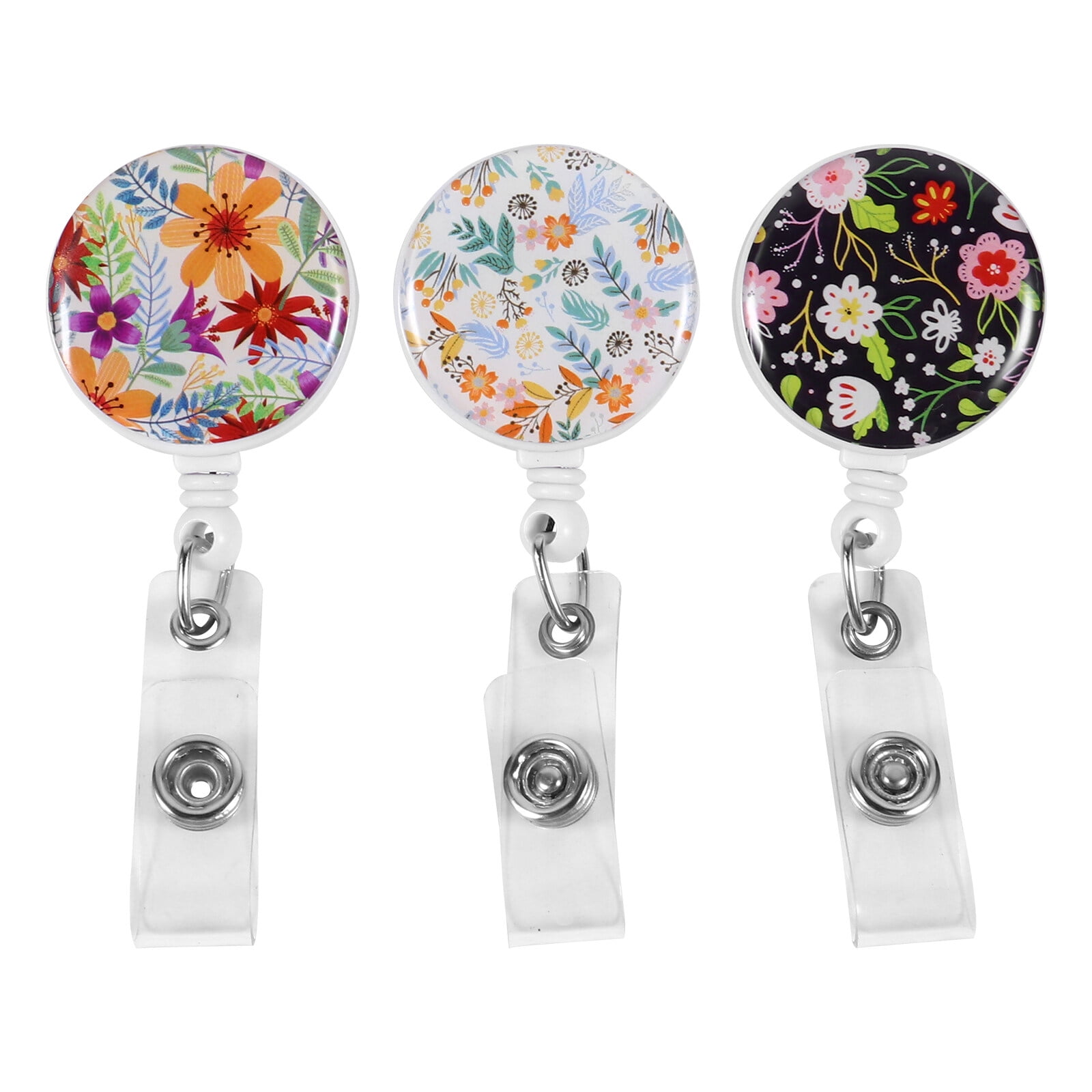 3pcs Telescopic Flower Pattern Badge Clip Name Tags Clamp Stretch Buckle