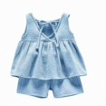 thumbnail image 2 of Crunowin Girls’ Outfit Sets Lightweight Sleeveless Tank Top and Elastic Waist Shorts All-Day Wear Blue Size 2T, 2 of 3