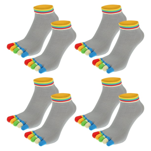 4 pares de calcetines con dedos completos, unisex, antideslizantes, adhesivos, cinco dedos, para ejercicio deportivo, yoga, ajuste diario, multicolor, gris claro