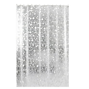 1PC Shower Curtain with Hooks PVC Waterproof Mildew Resistant Antibacterial 3D White Semi Transparent Pebble Shower Curtain