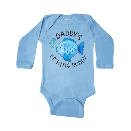 

Inktastic Daddy s Fishing Buddy with Cute Blue Fish Gift Baby Boy or Baby Girl Long Sleeve Bodysuit