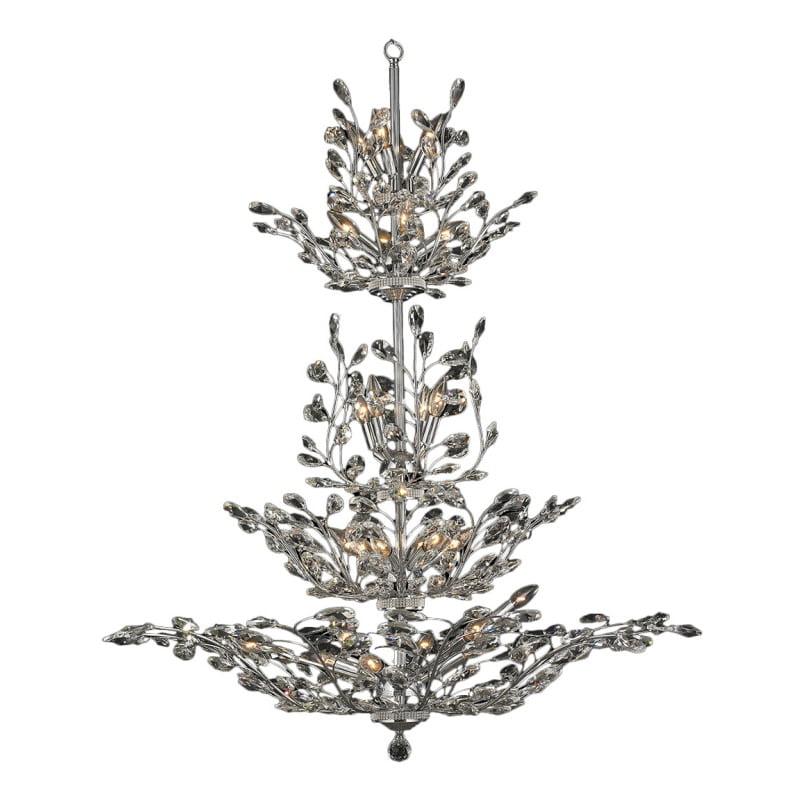 Aspen Collection 26 Light Chrome Finish and Clear Crystal Floral Chandelier 42