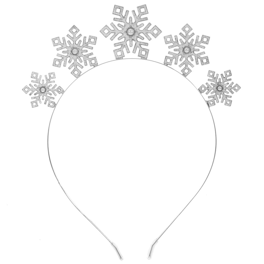 Holiday Time Crystal Snowflake Headband for Women and Teens White